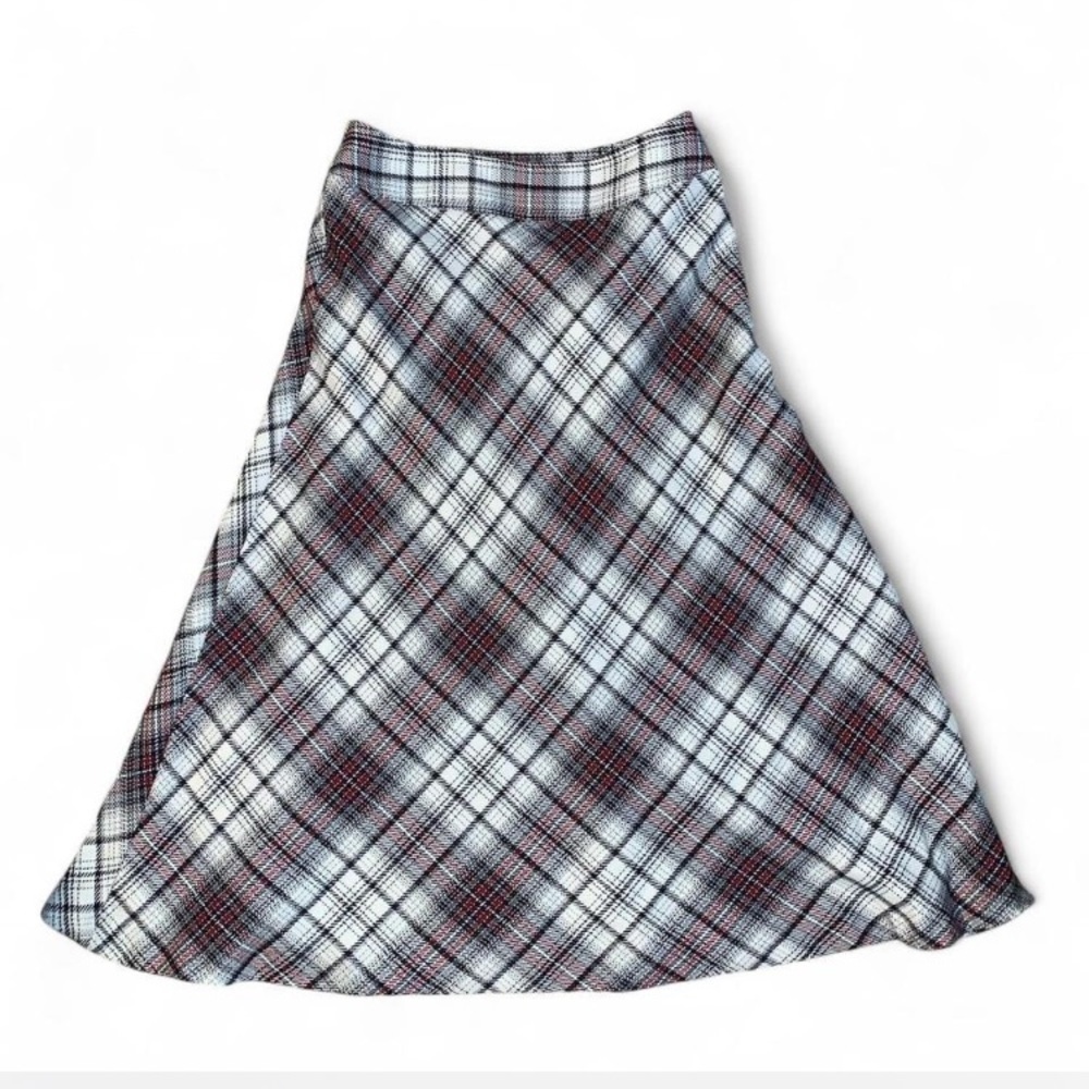East 5th Red and Blue Plaid Midi Skirt